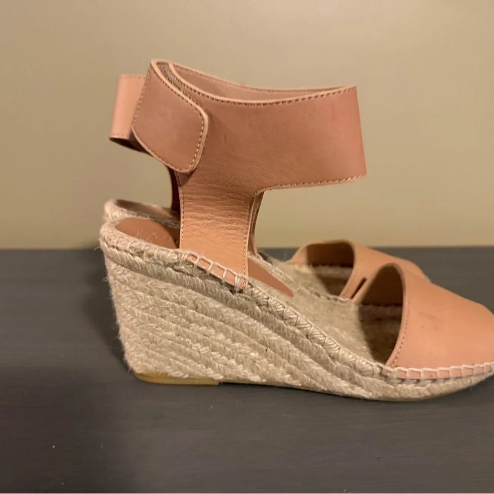 Vince Sophie Women's Nude Leather Wedge Espadrilles